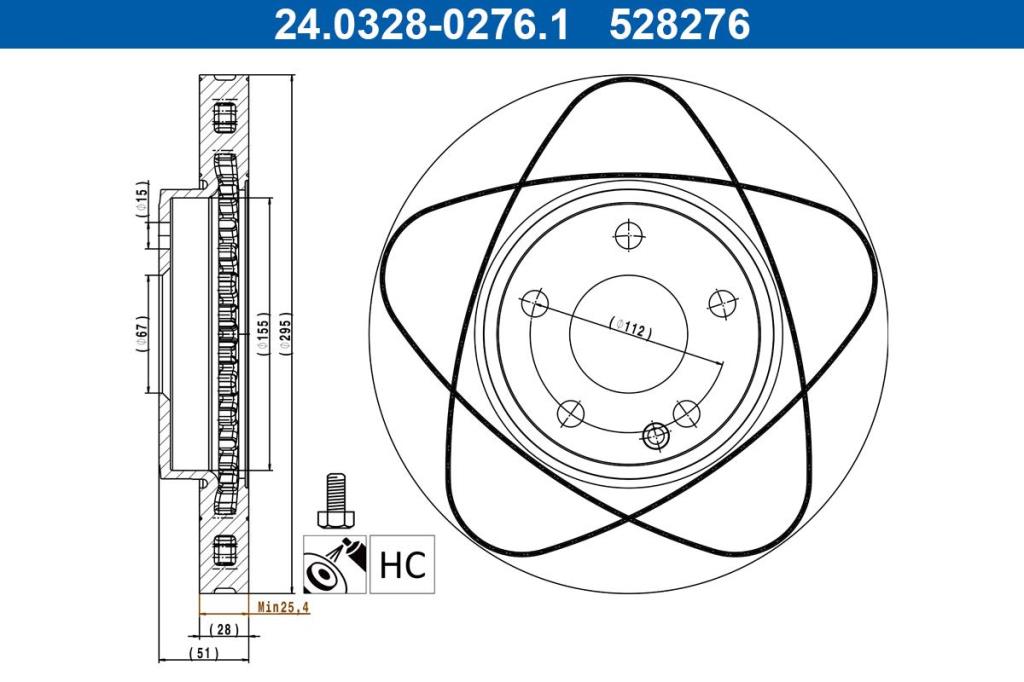 Disques de frein ATE ref. 24.0328-0276.1