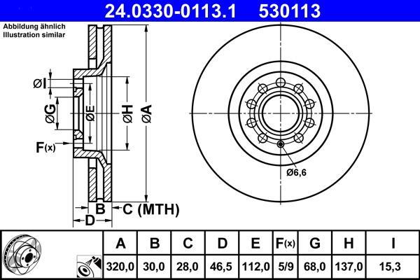 Disques de frein ATE ref. 24.0330-0113.1