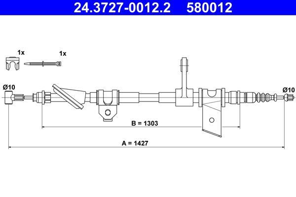 Cable de freno de mano ATE ref. 24.3727-0012.2