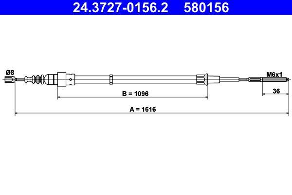 Cable de freno de mano ATE ref. 24.3727-0156.2