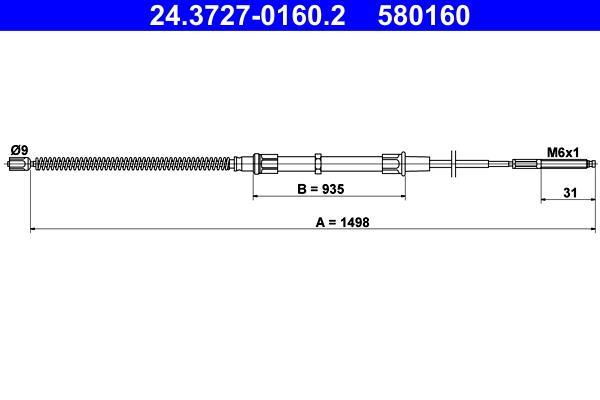 Cable de freno de mano ATE ref. 24.3727-0160.2