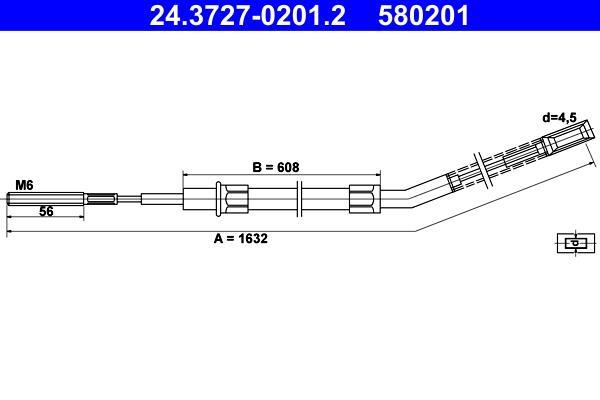 Cable de freno de mano ATE ref. 24.3727-0201.2