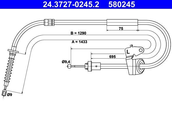 Cable de freno de mano ATE ref. 24.3727-0245.2