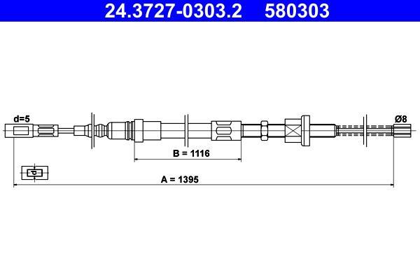 Cable de freno de mano ATE ref. 24.3727-0303.2