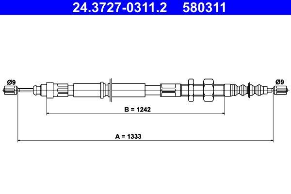 Cable de freno de mano ATE ref. 24.3727-0311.2