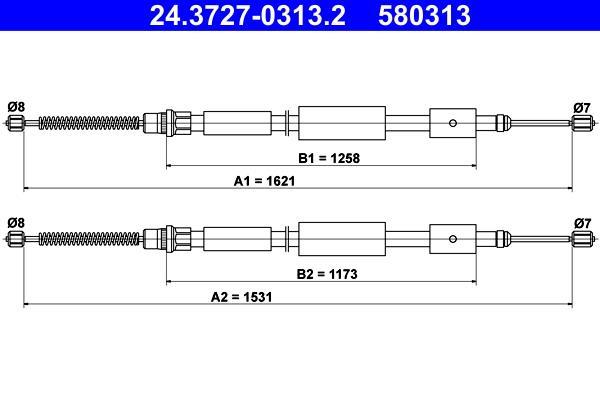 Cable de freno de mano ATE ref. 24.3727-0313.2