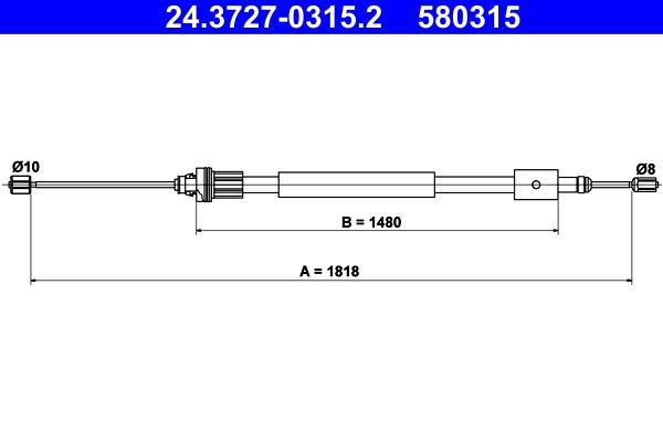 Cable de freno de mano ATE ref. 24.3727-0315.2