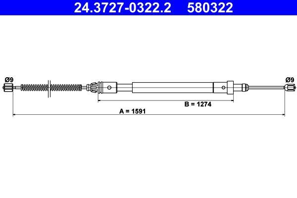 Cable de freno de mano ATE ref. 24.3727-0322.2
