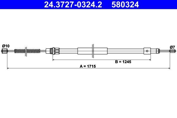 Cable de freno de mano ATE ref. 24.3727-0324.2