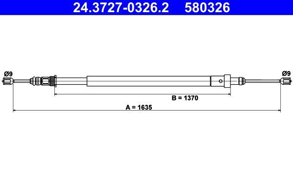 Cable de freno de mano ATE ref. 24.3727-0326.2