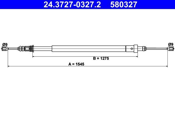 Cable de freno de mano ATE ref. 24.3727-0327.2
