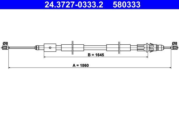 Cable de freno de mano ATE ref. 24.3727-0333.2
