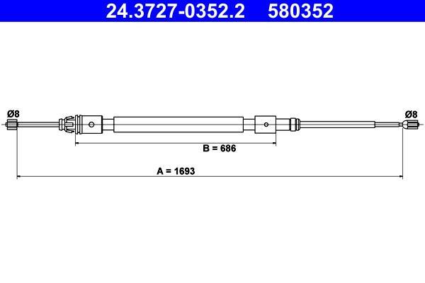 Cable de freno de mano ATE ref. 24.3727-0352.2