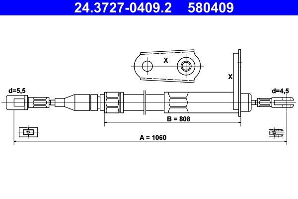 Cable de freno de mano ATE ref. 24.3727-0409.2
