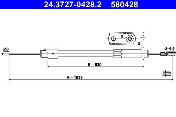 Cable de freno de mano ATE ref. 24.3727-0428.2