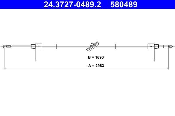 Cable de freno de mano ATE ref. 24.3727-0489.2