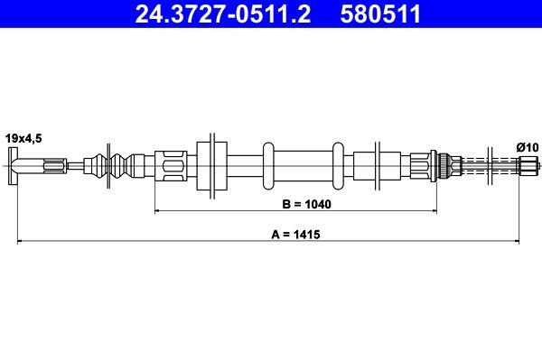 Cable de freno de mano ATE ref. 24.3727-0511.2