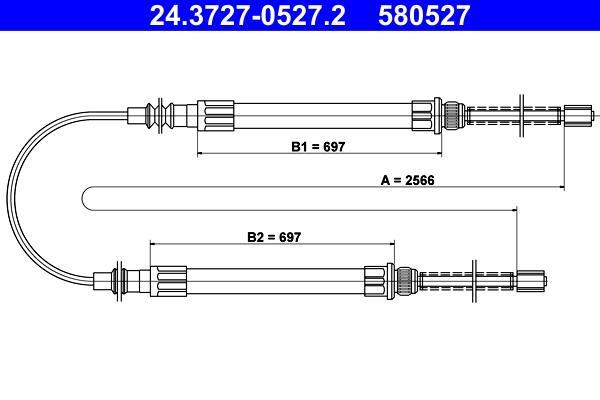 Cable de freno de mano ATE ref. 24.3727-0527.2