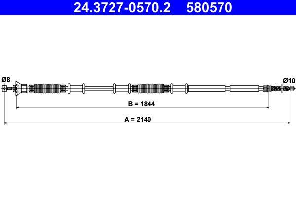 Cable de freno de mano ATE ref. 24.3727-0570.2