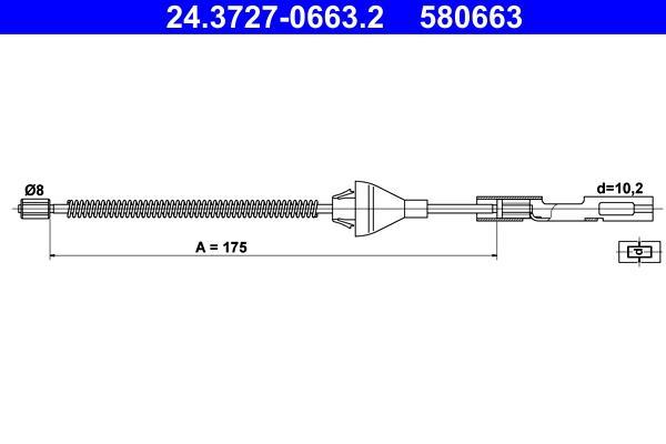 Cable de freno de mano ATE ref. 24.3727-0663.2