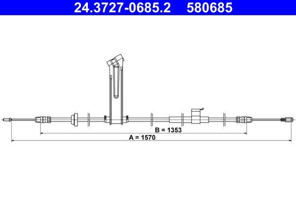 Cable de freno de mano ATE ref. 24.3727-0685.2