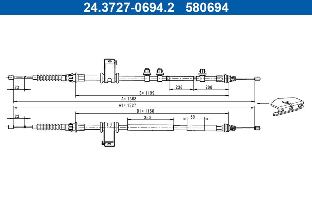 Cable de freno de mano ATE ref. 24.3727-0694.2