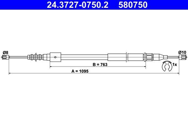 Cable de freno de mano ATE ref. 24.3727-0750.2