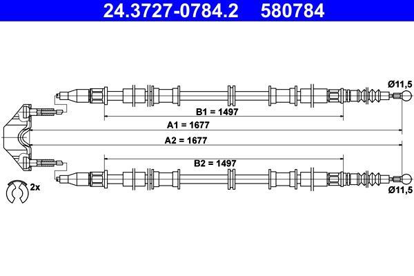 Cable de freno de mano ATE ref. 24.3727-0784.2