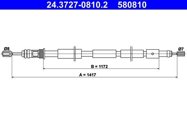 Cable de freno de mano ATE ref. 24.3727-0810.2