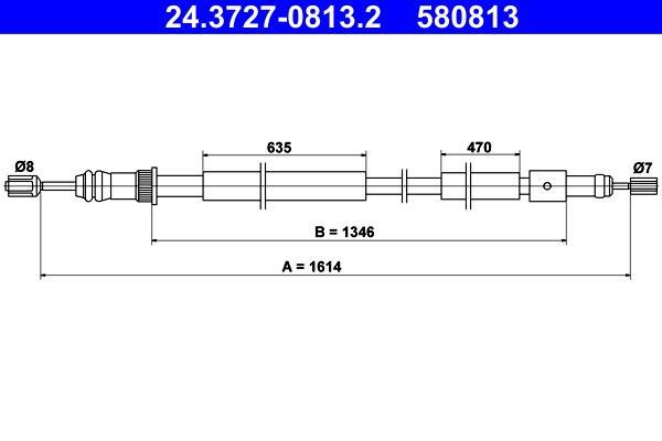 Cable de freno de mano ATE ref. 24.3727-0813.2