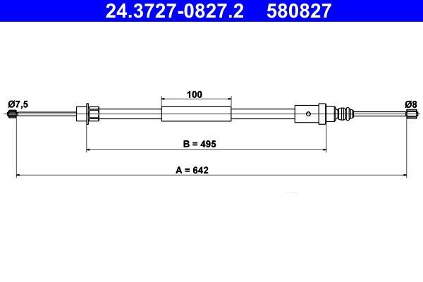 Cable de freno de mano ATE ref. 24.3727-0827.2