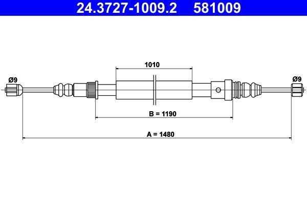 Cable de freno de mano ATE ref. 24.3727-1009.2