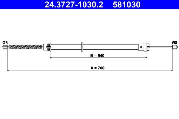 Cable de freno de mano ATE ref. 24.3727-1030.2