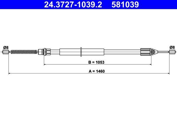 Cable de freno de mano ATE ref. 24.3727-1039.2