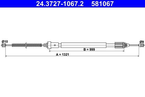Cable de freno de mano ATE ref. 24.3727-1067.2