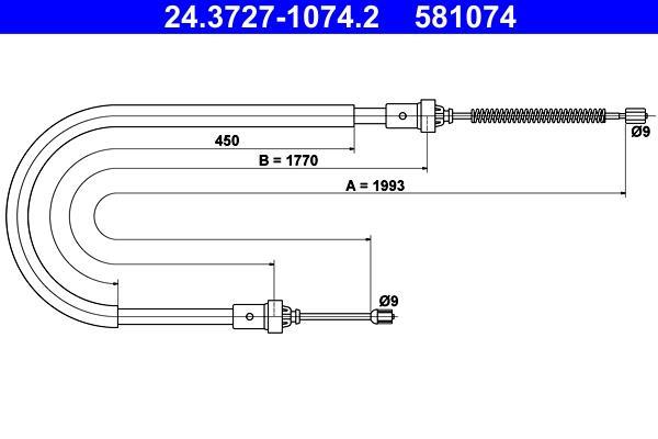 Cable de freno de mano ATE ref. 24.3727-1074.2