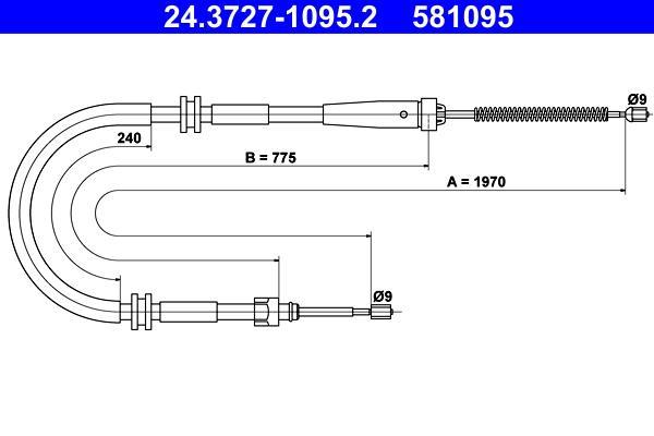 Cable de freno de mano ATE ref. 24.3727-1095.2