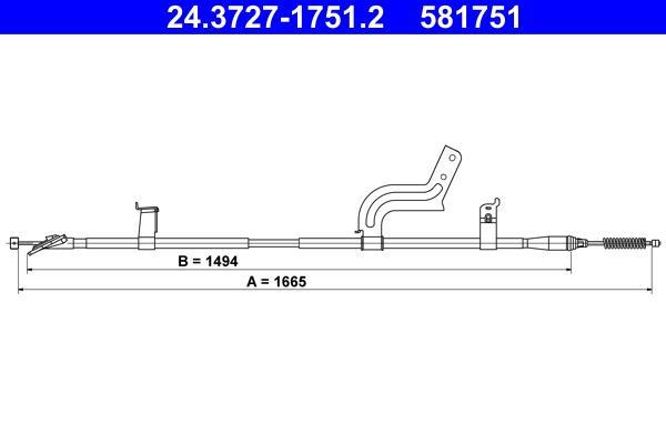Cable de freno de mano ATE ref. 24.3727-1751.2