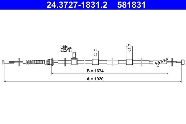 Cable de freno de mano ATE ref. 24.3727-1831.2