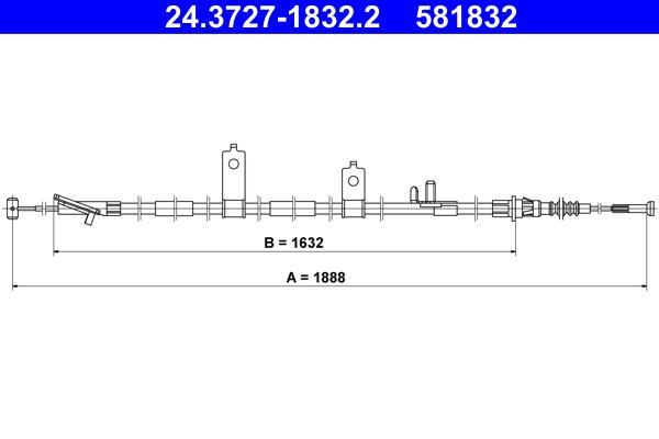 Cable de freno de mano ATE ref. 24.3727-1832.2