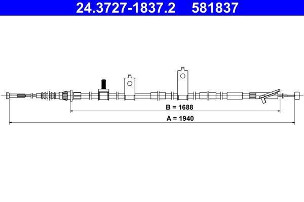 Cable de freno de mano ATE ref. 24.3727-1837.2