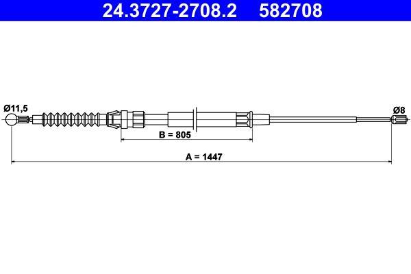 Cable de freno de mano ATE ref. 24.3727-2708.2