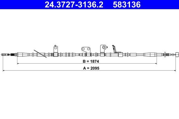 Câble de frein à main (Câble de frein à main) ATE 24.3727-3136.2