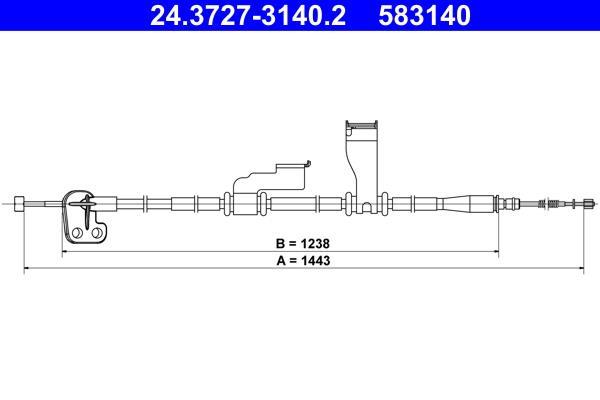 Câble de frein à main (Câble de frein à main) ATE 24.3727-3140.2