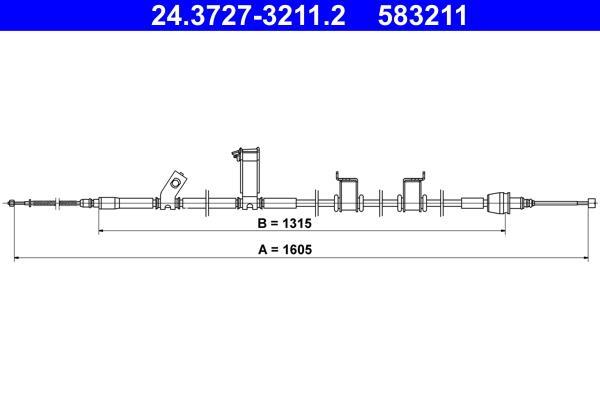 Cabo de freio de estacionamento ATE ref. 24.3727-3211.2