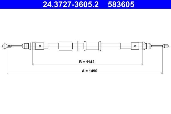Cable de freno de mano ATE ref. 24.3727-3605.2