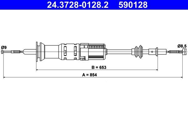 Câble d'embrayage ATE ref. 24.3728-0128.2