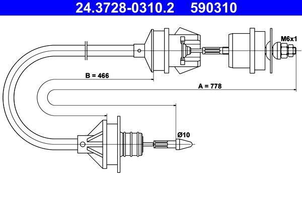 Câble d'embrayage ATE ref. 24.3728-0310.2