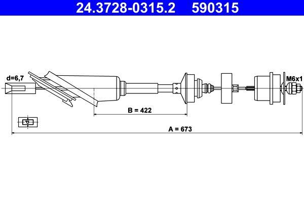Câble d'embrayage ATE ref. 24.3728-0315.2