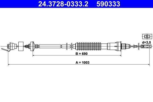 Câble d'embrayage ATE ref. 24.3728-0333.2